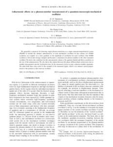 PHYSICAL REVIEW A 70, Anharmonic effects on a phonon-number measurement of a quantum-mesoscopic-mechanical oscillator D. H. Santamore ITAMP, Harvard-Smithsonian Center for Astrophysics, Cambridge, Massachu