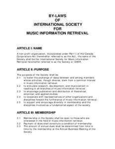By-Laws of the International Society for Music Information Retrieval