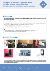 Pompes à insuline : gestion de la pompe et des complications FICHE  3.3