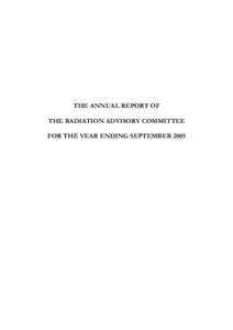 Radiation Advisory Committee Annual Report 2005