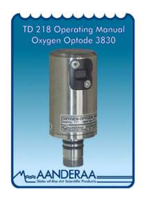 SEPTEMBERTD 218 OPERATING MANUAL – OXYGEN OPTODE1st Edition nd 2 Edition 3rd Edition