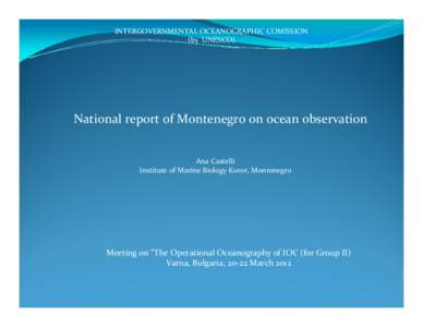 INTERGOVERNMENTAL OCEANOGRAPHIC COMISSION (by UNESCO) National report of Montenegro on ocean observation Ana Castelli Institute of Marine Biology Kotor, Montenegro