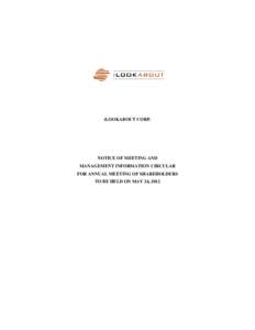 iLOOKABOUT CORP.  NOTICE OF MEETING AND MANAGEMENT INFORMATION CIRCULAR FOR ANNUAL MEETING OF SHAREHOLDERS TO BE HELD ON MAY 24, 2012