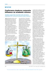 FEATURE  FEATURE Conference deplores corporate influence on academic science