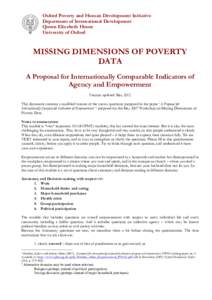 Oxford Poverty and Human Development Initiative Department of International Development Queen Elizabeth House University of Oxford  MISSING DIMENSIONS OF POVERTY