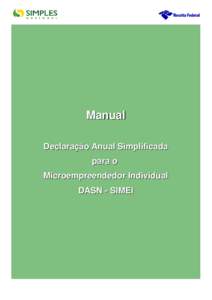 Manual Declaração Anual Simplificada para o Microempreendedor Individual DASN - SIMEI