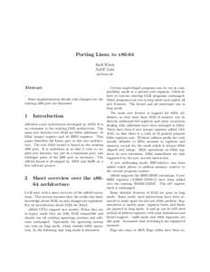 Porting Linux to x86-64 Andi Kleen SuSE Labs [removed]  Abstract