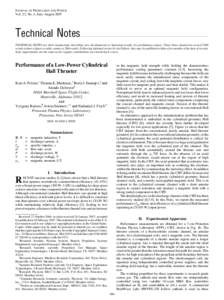 JOURNAL OF PROPULSION AND POWER Vol. 23, No. 4, July–August 2007 Technical Notes TECHNICAL NOTES are short manuscripts describing new developments or important results of a preliminary nature. These Notes should not ex
