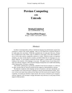Persian Computing with Unicode  Persian Computing with  Unicode