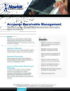 855-2thesba | www.thesba.com  Accounts Receivable Management Newtek provides your business with professional back-office support, without the overhead