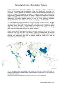 Nationally Determined Contributions Analysis Nationally Determined Contributions (NDCs) were submitted by Parties in advance of COP21 to communicate their contributions to the Paris Agreement. Within the Paris Agreement,