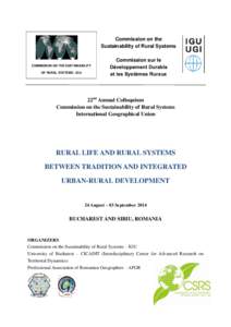 Commission on the Sustainability of Rural Systems COMMISSION ON THE SUSTAINABILITY OF RURAL SYSTEMS - IGU