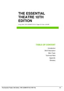 THE ESSENTIAL THEATRE 10TH EDITION 4 Aug, 2016 | PDF-JOOM5TET1E12 | Pages: 35 | Size 1,619 KB  TABLE OF CONTENT