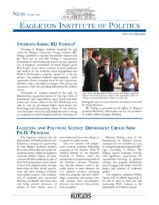 NEWS  FROM THE EAGLETON INSTITUTE OF POLITICS WINTER[removed]