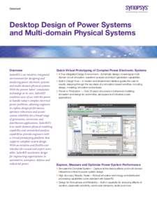 Datasheet  Desktop Design of Power Systems and Multi-domain Physical Systems  Overview