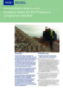Quality Protocol for production of aggregates from inert waste  Guidance Notes for the Producers’ compliance checklist  Introduction