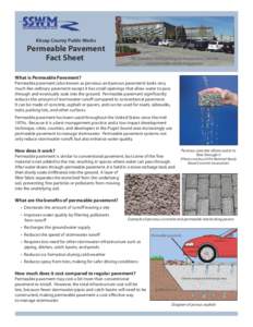 Kitsap County Public Works  Permeable Pavement Fact Sheet  The Silverdale YMCA parking lot has pervious concrete