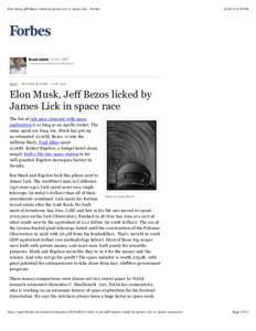 Elon Musk, Jeff Bezos licked by James Lick in space race - Forbes