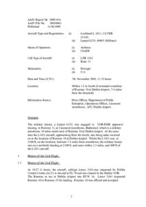 AAIU Report NoAAIU File NoPublishedAircraft Type and Registration: