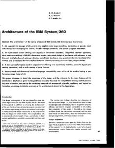 G. M. Amdahl G. A. Blaauw F. P. Brooks, Jr.,  Architecture of the IBM System/ 360