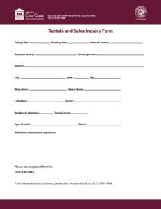 Online inquiry form; rentals and sales; Civic Center; Port St. Lucie, Florida