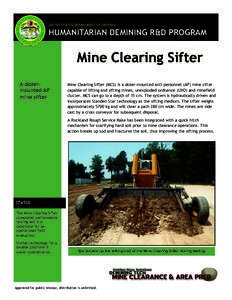 UNITED STATES DEPARTMENT OF DEFENSE  HUMANITARIAN DEMINING R&D PROGRAM Mine Clearing Sifter A dozermounted AP