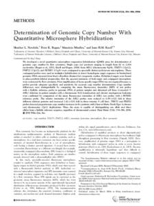 HUMAN MUTATION 27(4), 376^386, 2006  METHODS Determination of Genomic Copy Number With Quantitative Microsphere Hybridization