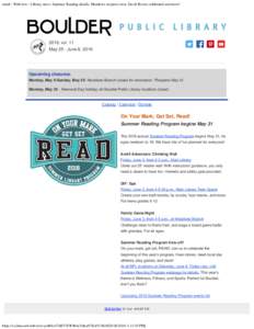 email : Webview : Library news: Summer Reading details, Meadows reopens soon, David Bowie celebrated and more!
