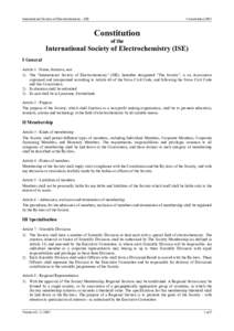 International Society of Electrochemistry - ISE  Constitution 2003 Constitution of the