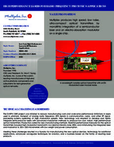 High Performance Lasers for Radio Frequency Photonics Applications VALUE PROPOSITION CONTACT INFORMATION[removed]Hadley Road