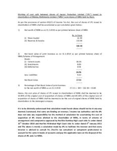 Working of cost split between shares of Jagran Prakashan Limited (“JPL”) issued to shareholders of Midday Multimedia Limited (“MML”) and shares of MML held by them. As per the provisions of section 49(2C) of Inco