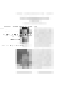 Mathematics Competitions Vol 21 NoWorld Youth Mathematics Intercity Competition Simon Chua, Andy Liu & Bin Xiong
