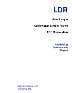 LDR Sam Sample Abbreviated Sample Report ABC Corporation  Leadership