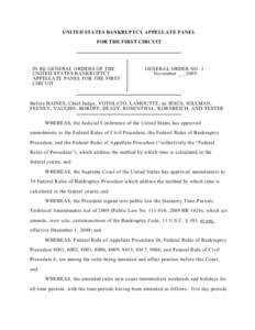 UNITED STATES BANKRUPTCY APPELLATE PANEL FOR THE FIRST CIRCUIT IN RE GENERAL ORDERS OF THE UNITED STATES BANKRUPTCY APPELLATE PANEL FOR THE FIRST