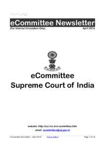 Cover page  eCommittee Newsletter (For Internal Circulation Only)  April 2016