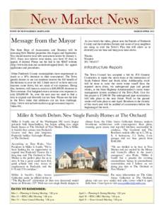 New Market News TOWN OF NEW MARKET, MARYLAND Message from the Mayor