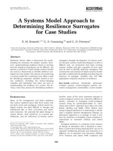 Ecosystems: 945–957 DOI: s10021A Systems Model Approach to Determining Resilience Surrogates for Case Studies