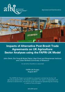 Agricultural and Food Economics  R Impacts of Alternative Post-Brexit Trade Agreements on UK Agriculture: