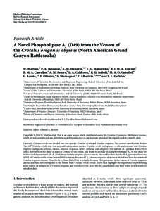 A Novel Phospholipase A2 (D49) from the Venom of the Crotalus oreganus abyssus (North American Grand Canyon Rattlesnake)