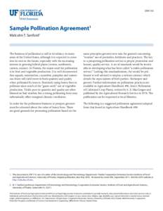ENY110  Sample Pollination Agreement1 Malcolm T. Sanford2  The business of pollination is still in its infancy in many