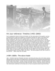 For your reference: Timeline (1492–2000) Due to widespread interest at home and abroad, and the seriousness of the question, we have comprehensively revised and enlarged our chronology recording the history of the Blac