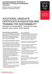 Vocational Graduate Certificate in Education & Training for Sustainability H22060VIC