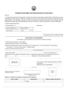 REVISED PROFORMA FOR REGISTRATION OF SECTION B Dear Sir, I am sending the application for Registration of Section B duly filled-in with demand draft of ` US$ 300 for overseas candidates). The fee includes ` 1800/