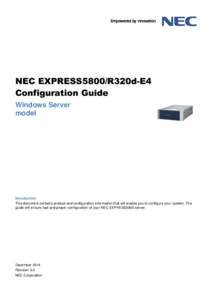 NEC EXPRESS5800/R320d-E4 Configuration Guide Windows Server model  Introduction