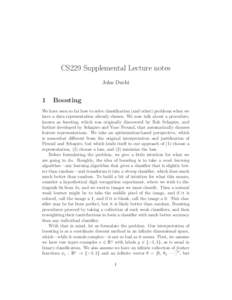 CS229 Supplemental Lecture notes John Duchi 1  Boosting