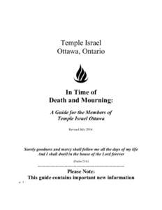    Temple Israel Ottawa, Ontario  In Time of