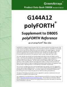 GreenArrays  ® Product Data Book DB006 Revised
