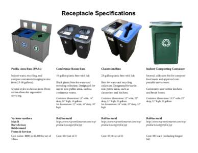 Receptacle Specifications  Public Area Bins (PABs) Conference Room Bins