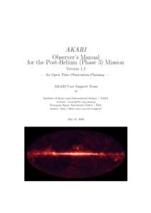 AKARI Observer’s Manual for the Post-Helium (Phase 3) Mission Version 1.2  — for Open Time Observation Planning —
