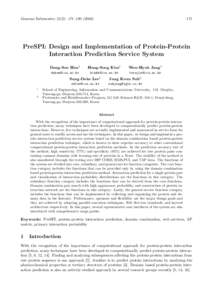 Genome Informatics 15(2): 171–PreSPI: Design and Implementation of Protein-Protein Interaction Prediction Service System